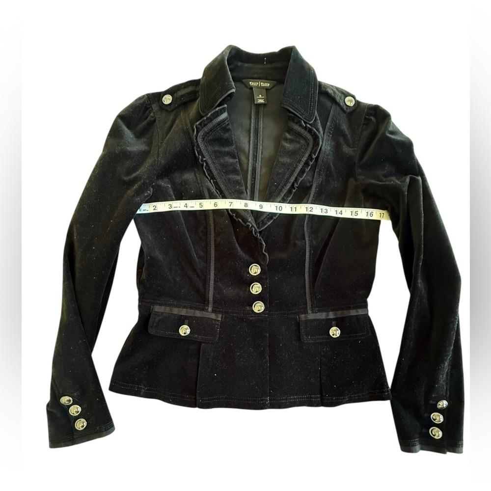 White House Black Market Black Velvet Blazer Jacket W’s 6 Fitted Button Front - Picture 10 of 10
